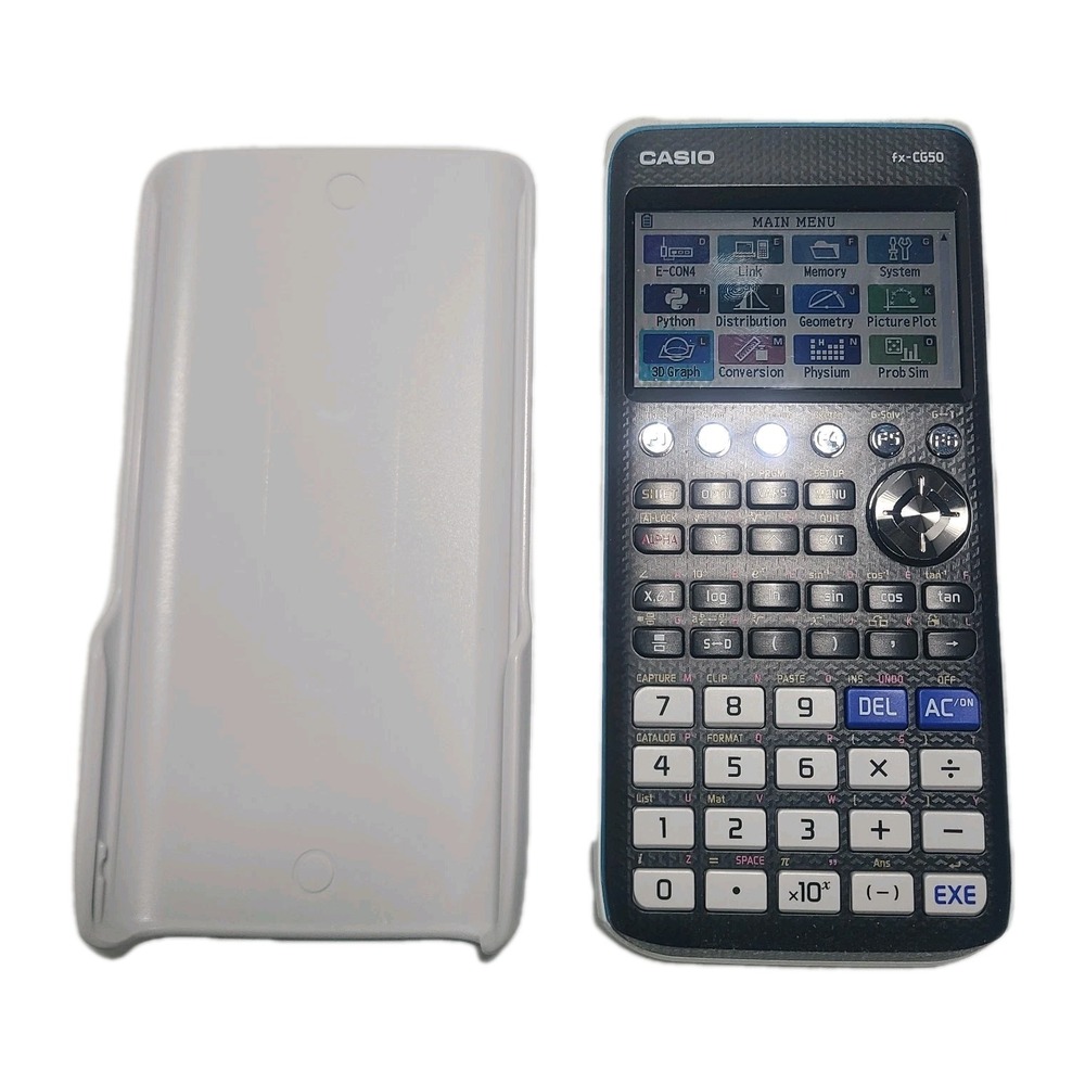 Casio FX-CG50 Color Graphing Calculator Black With Cover Blue Case And Charger